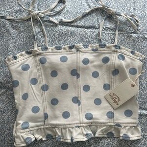 Wrangler x Billabong Blue Polka Dot Corset Top